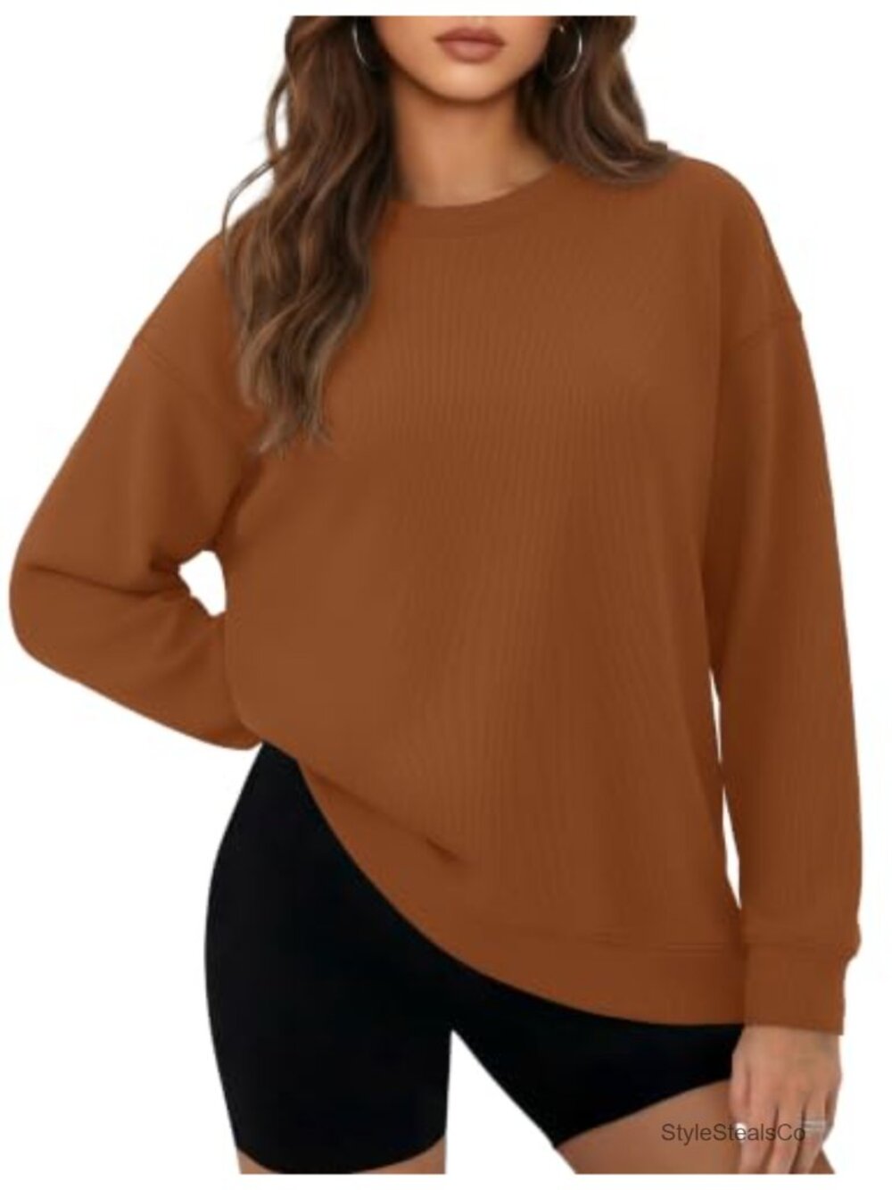 Oversized Fleece Crewneck Pullover Sweatshirt Women's Fall